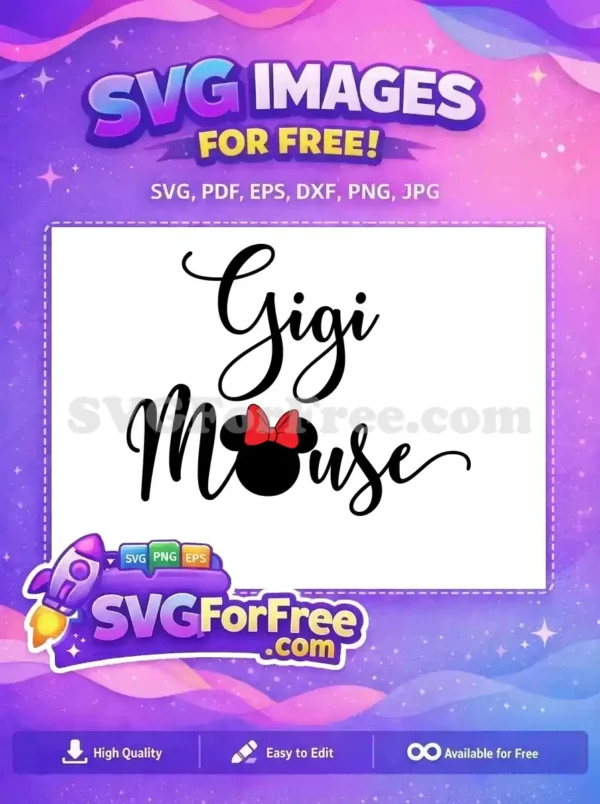 Free Gigi cursive Free Minnie red bow Disney Free SVG