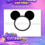 Free Black Mickey Head Free White Circle Frame Disney Cartoon Free SVG - Instant Download
