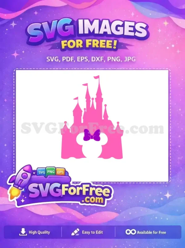 Free Pink Castle Free Purple Bow Disney Free SVG
