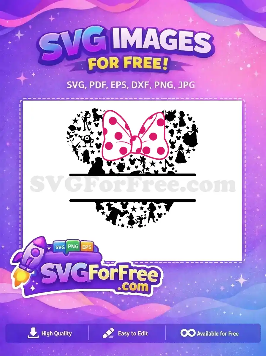 Free Disney Character Heart Free Pink Minnie Bow Magic World Free SVG