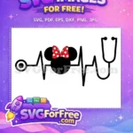 Free Minnie Mouse Red Bow Free Stethoscope Heartbeat Disney Free SVG - Instant Download