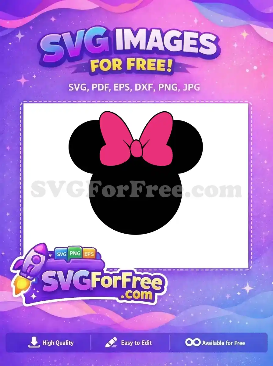 Free Black Minnie Free Hot Pink Bow Disney Free SVG