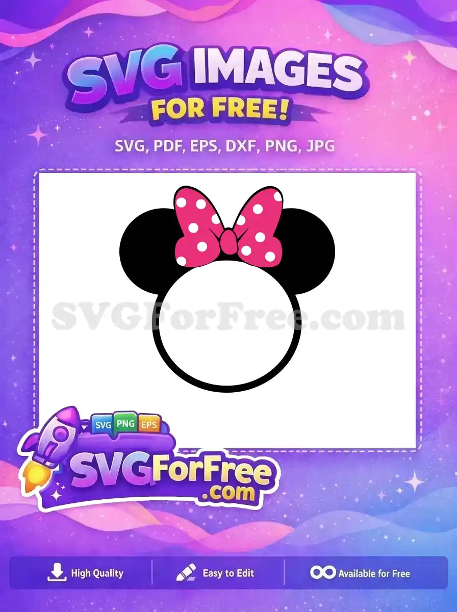 Free Pink Polka Bow Free Black Ears Minnie Free SVG