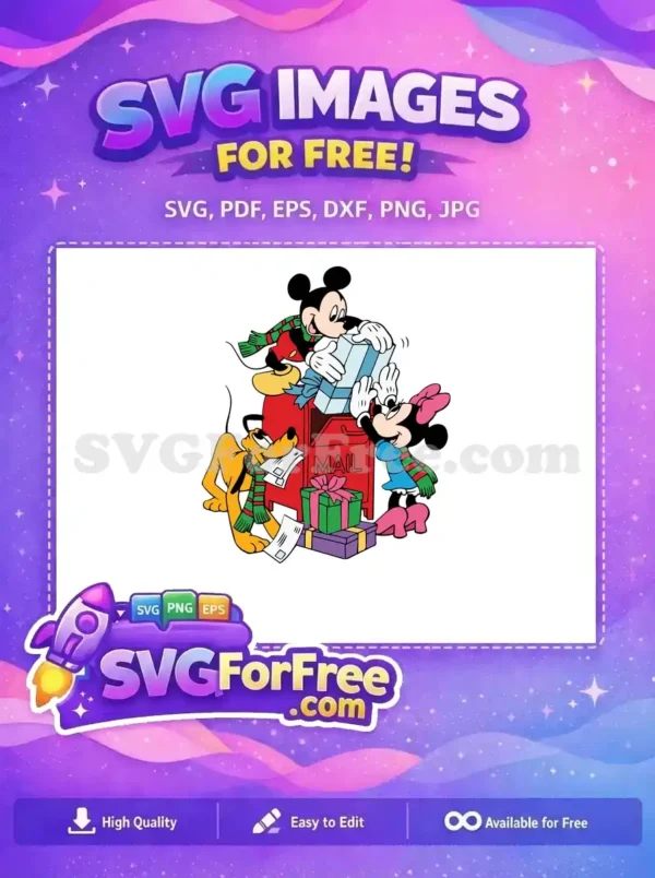 Free Holiday Scarves Free Presents Mickey and Friends Free SVG