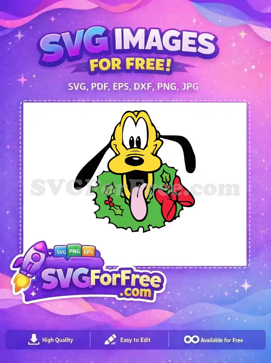 Free Yellow Pluto Tongue Free Christmas Wreath Disney Free SVG