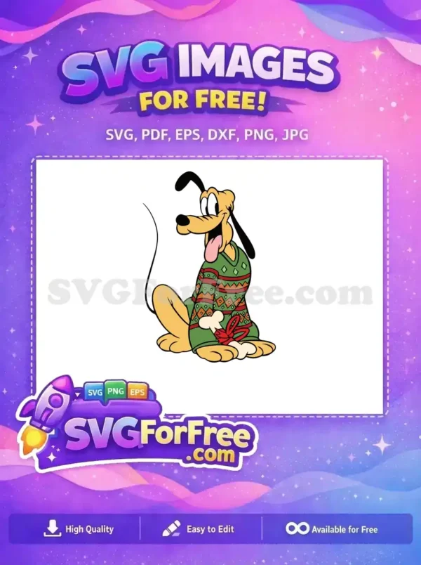 Free Happy Pluto festive Free sweater bone Disney Free SVG