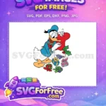 Free Donald Duck Happy Peeking Red Stocking Free Holiday Gifts Disney Free SVG - Instant Download