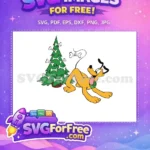 Free Excited Pluto Licking Free Bone Christmas Tree Disney Free SVG - Instant Download
