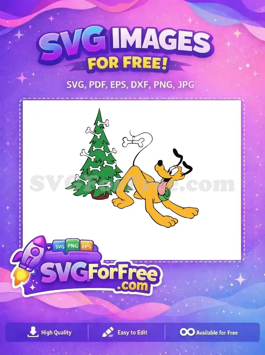 Free Excited Pluto Licking Free Bone Christmas Tree Disney Free SVG