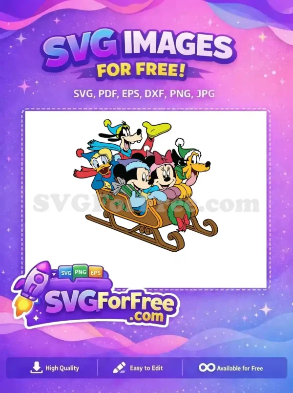 Free Mickey Minnie friends Free Christmas sleigh ride Disney Free SVG
