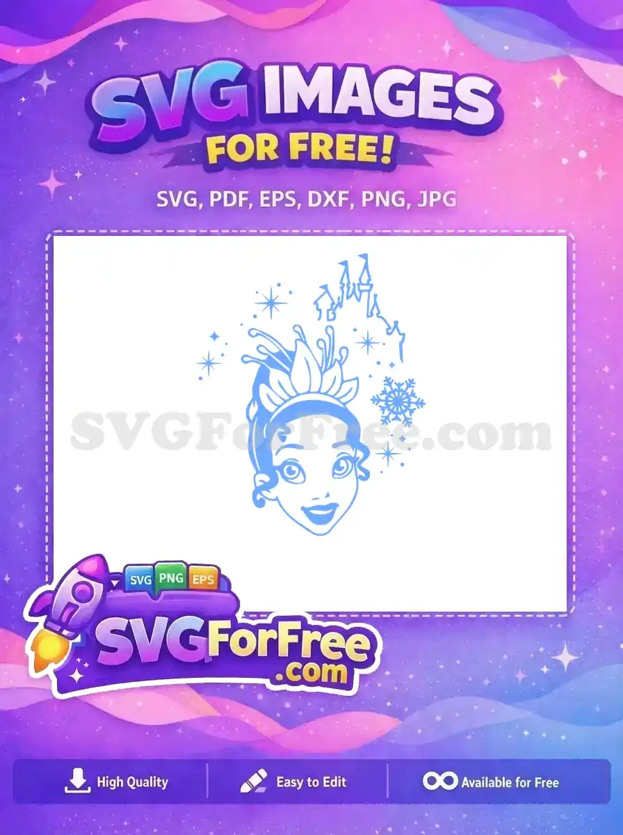 Free Happy Tiana Free Blue Crown Castle Princess Frog Free SVG