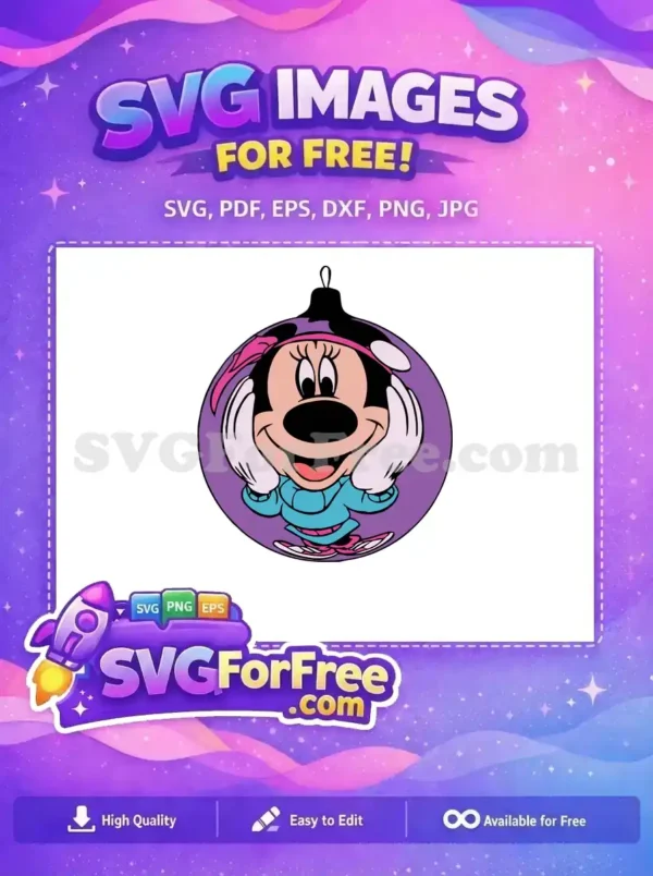 Free Smiling Minnie Blue Outfit Free Pink Bow Disney Free SVG