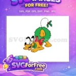 Free Happy Pluto red bow Free green Christmas wreath Disney Free SVG - Instant Download