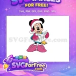 Free Minnie Mouse Caroling Happy Free Pink Santa Hat Disney Christmas Free SVG - Instant Download