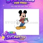 Free Smiling Mickey Christmas Sweater Free Holding Purple Gift Disney Holiday Free SVG - Instant Download