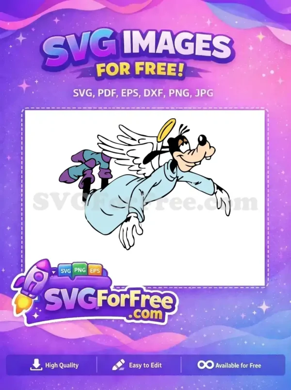 Free Happy Goofy Angel Wings Free Light Blue Robe Disney Free SVG