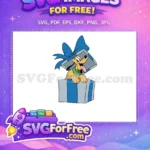 Free Happy Pluto Surprise Free Blue Gift Box Disney Free SVG - Instant Download