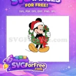 Free Smiling Mickey Santa Free Festive Wreath Disney Christmas Free SVG - Instant Download