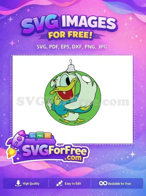 Free Happy Donald Duck Free Waving Christmas Ornament Disney Free SVG