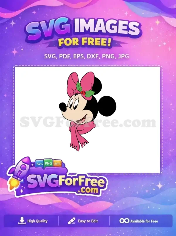 Free Smiling Minnie Free Pink Christmas Scarf Disney Free SVG