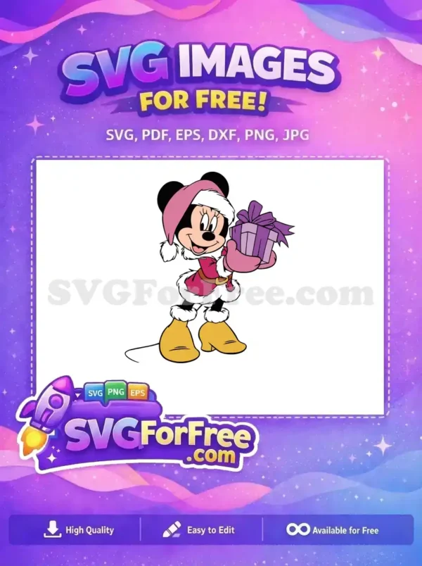 Free Pink Minnie Free Purple Gift Disney Free SVG