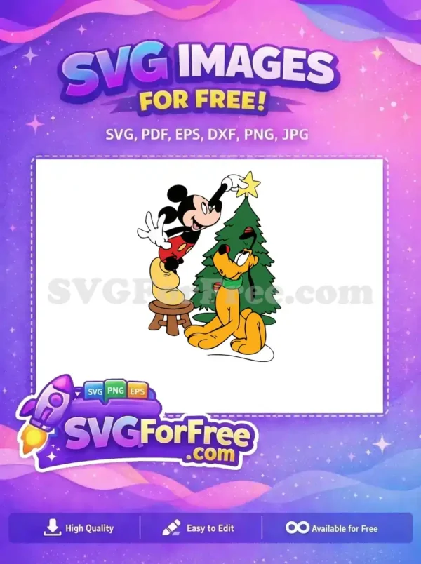 Free Mickey Happy Star Free Pluto Green Collar Disney Christmas Free SVG