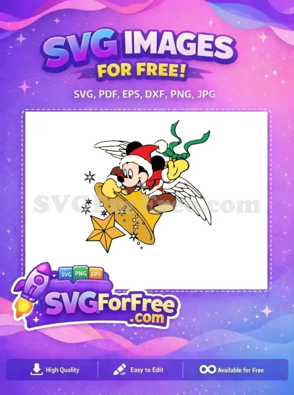 Free Santa Mickey Mouse Angel Wings Free Golden Bell Christmas Free SVG