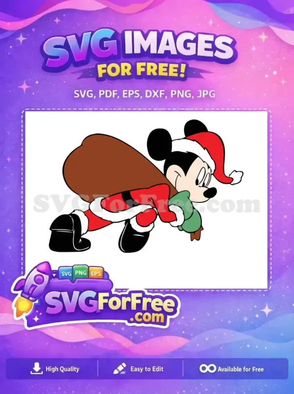 Free Mickey Santa Suit Free Peeking Gift Sack Disney Christmas Free SVG