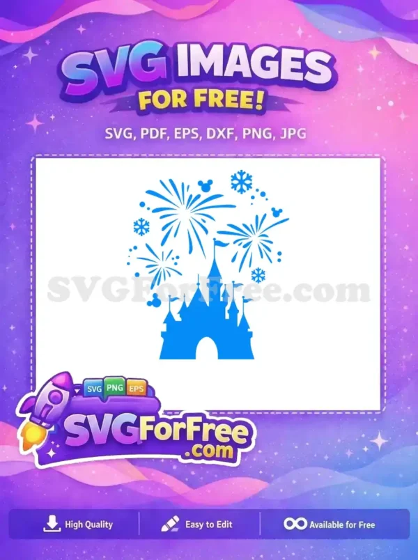 Free Blue Castle Free Fireworks Snowflakes Mickey Disney Free SVG