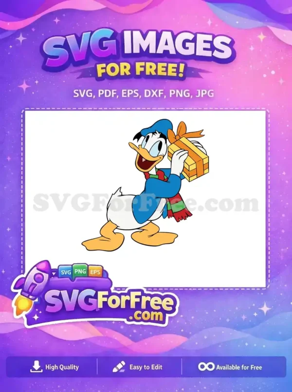 Free Excited Donald Free Red Scarf Gift Disney Free SVG