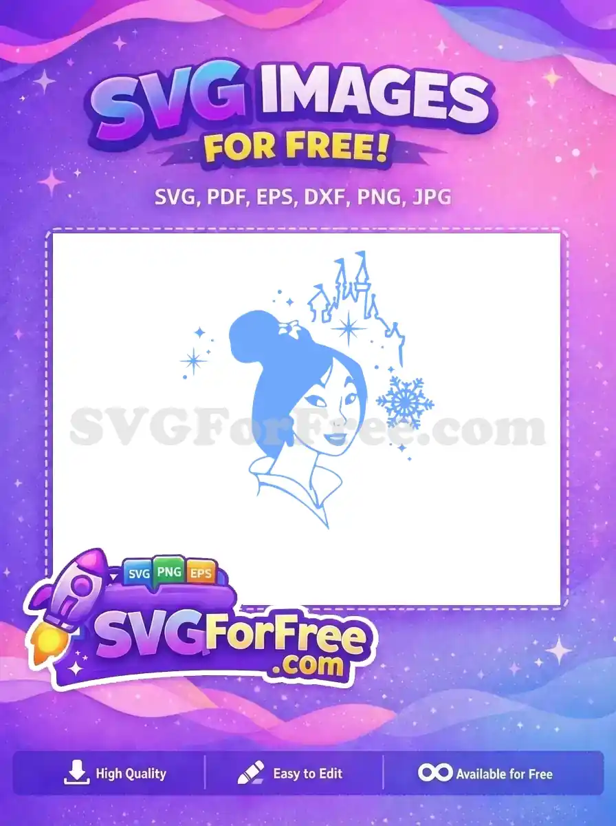 Free Smiling Cinderella Free Blue Castle Snowflake Disney Free SVG