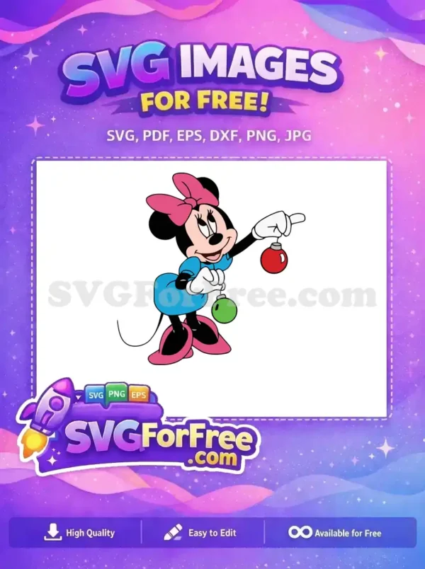 Free Minnie Blue Dress Free Red Green Ornaments Disney Free SVG