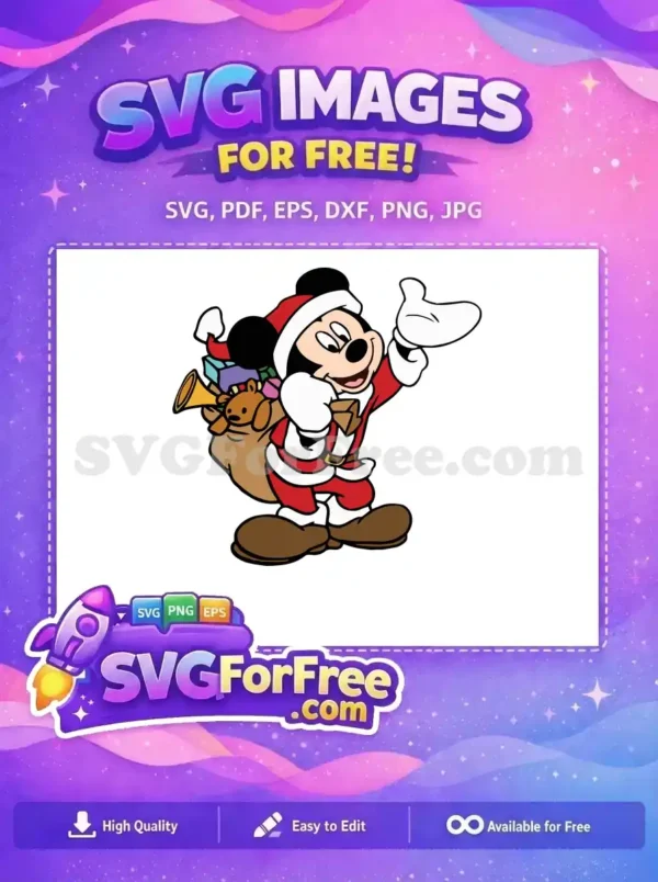 Free Santa Mickey Free Colorful Gifts Disney Christmas Free SVG