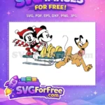 Free Mickey Minnie Red Hats Free Pluto Sledding Christmas Disney Free SVG - Instant Download