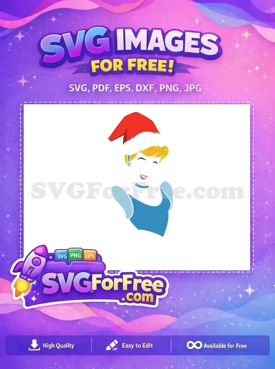Free Cinderella Smiling Red Hat Free Christmas Disney Free SVG