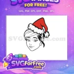 Free Red Santa Hat Free Smiling Girl Black Hair Disney Free SVG - Instant Download