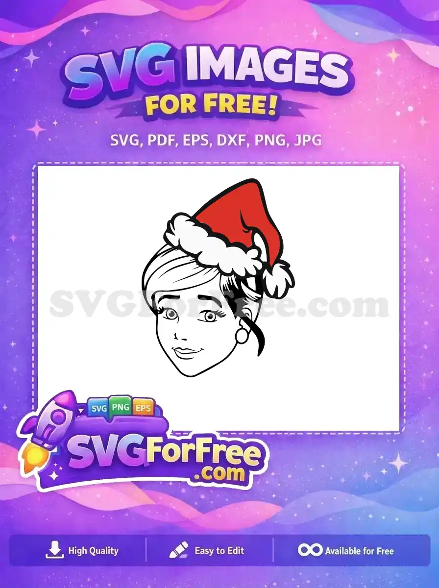 Free Red Santa Hat Free Smiling Girl Black Hair Disney Free SVG