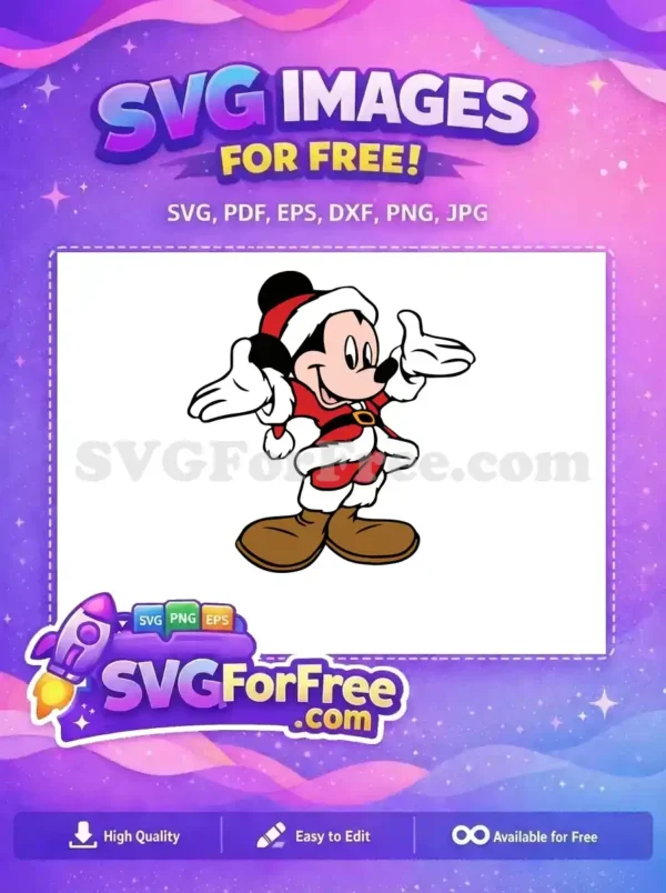 Free Happy Mickey Santa Free Red White Christmas Disney Free SVG