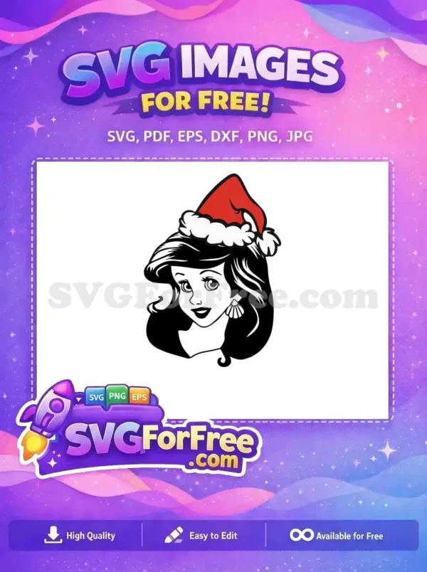 Free Santa Hat Ariel Free Shell Earring Little Mermaid Free SVG