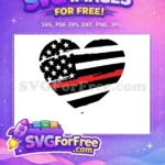 Free Distressed Black Flag Free Red Line Heart Free SVG - Instant Download