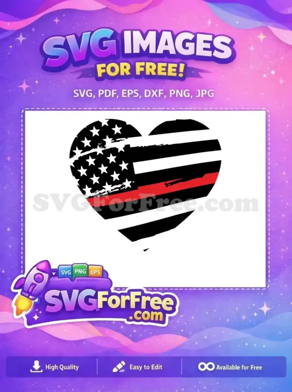 Free Distressed Black Flag Free Red Line Heart Free SVG