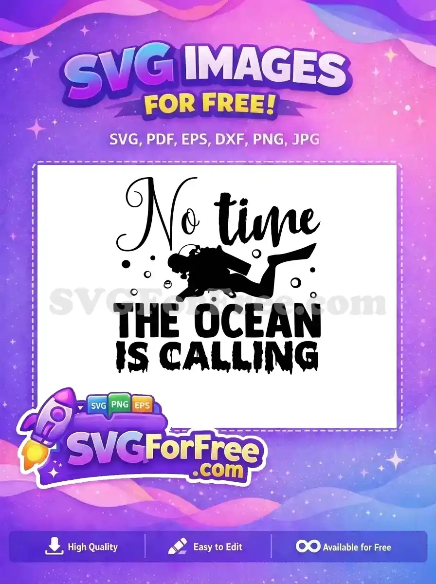 Free Black Scuba Diver Free Ocean Calling Quote Diving Free SVG