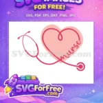 Free Pink Stethoscope Heart Free Script Nurse Medical Theme Free SVG - Instant Download