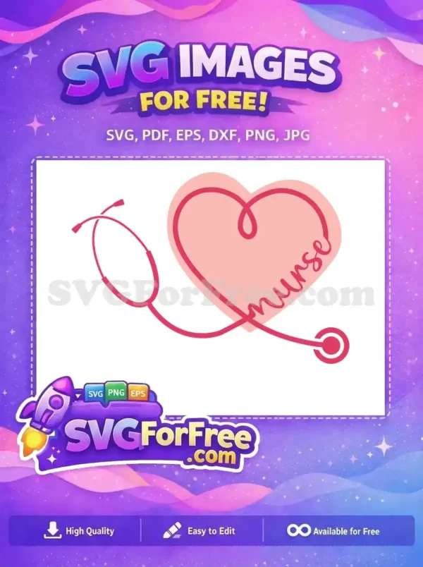 Free Pink Stethoscope Heart Free Script Nurse Medical Theme Free SVG