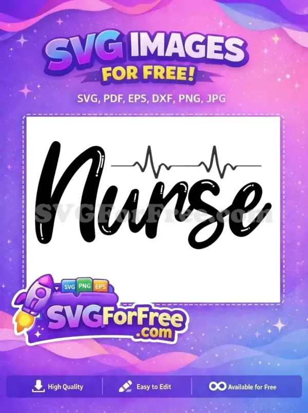 Free Black Script Nurse Free Heartbeat EKG Line Doctor Nurse Quotes Free SVG