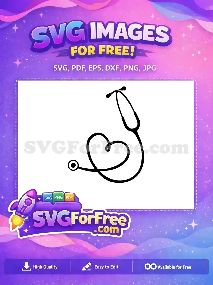 Free Black Stethoscope Heart Free Medical Nurse Quotes Free SVG 1