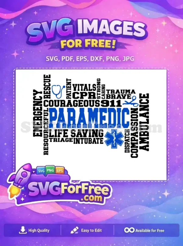 Free Blue Stethoscope Star of Life Free Emergency Rescue Typography Paramedic Free SVG
