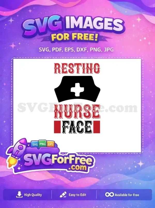 Free Red Black Nurse Hat Free Resting Nurse Face Quotes Free SVG