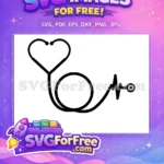 Free Stethoscope Heart Free EKG Pulse Doctor Nurse Medical Free SVG - Instant Download