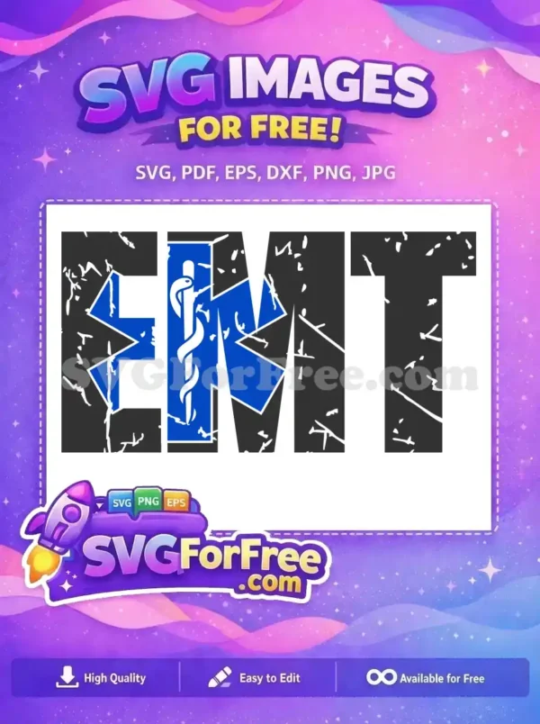 Free Blue Distressed Free EMT Letters Doctor Nurse Free SVG